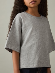 Reiss Grey Marl Cassy Oversized Cotton Crew-Neck T-Shirt - Image 3 of 4