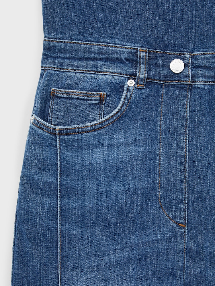 Reiss Indigo Rose Wide-Leg Racer-Back Denim Jumpsuit - Image 6 of 6