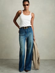Reiss White Isabella Stretch-Cotton D-Ring Strap Vest - Image 3 of 6