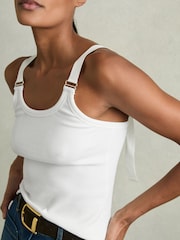 Reiss White Isabella Stretch-Cotton D-Ring Strap Vest - Image 4 of 6
