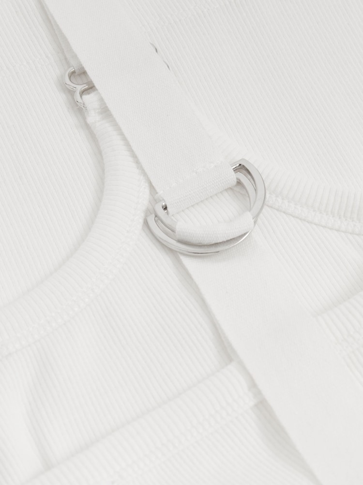 Reiss White Isabella Stretch-Cotton D-Ring Strap Vest - Image 6 of 6
