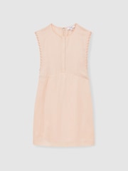 Reiss Peach Fawn Whipstitch Sleeveless Shift Dress - Image 2 of 6