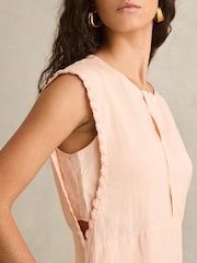 Reiss Peach Fawn Whipstitch Sleeveless Shift Dress - Image 4 of 6