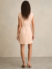 Reiss Peach Fawn Whipstitch Sleeveless Shift Dress - Image 5 of 6