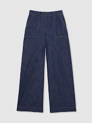Reiss Indigo Ashby Linen-Cotton Wide-Leg Trousers - Image 2 of 6