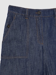 Reiss Indigo Ashby Linen-Cotton Wide-Leg Trousers - Image 6 of 6