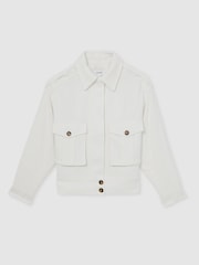 Reiss White Isla Linen-Blend Twin-Pocket Jacket - Image 2 of 7