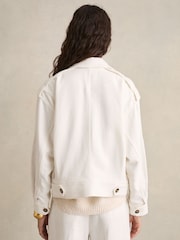 Reiss White Isla Linen-Blend Twin-Pocket Jacket - Image 4 of 7
