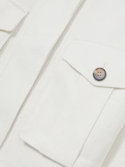 Reiss White Isla Linen-Blend Twin-Pocket Jacket - Image 7 of 7