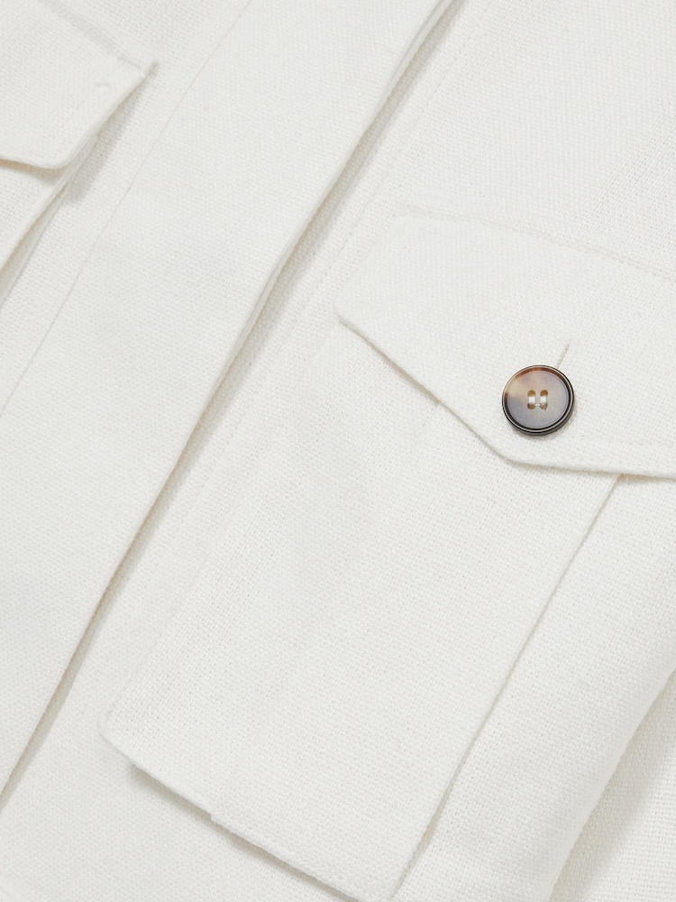 Reiss White Isla Linen-Blend Twin-Pocket Jacket - Image 7 of 7