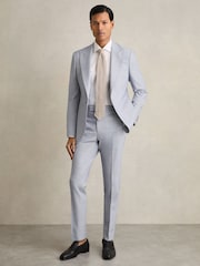 Reiss Soft Blue Belmont Slim-Fit Suit Trousers With Wool - Image 1 of 7