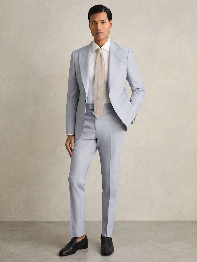 Reiss Soft Blue Belmont Slim-Fit Suit Trousers With Wool - Image 1 of 7