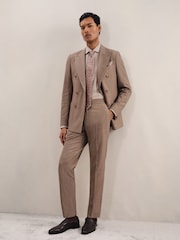 Reiss Brown Belmont Slim-Fit Suit Trousers With Wool - Image 1 of 7
