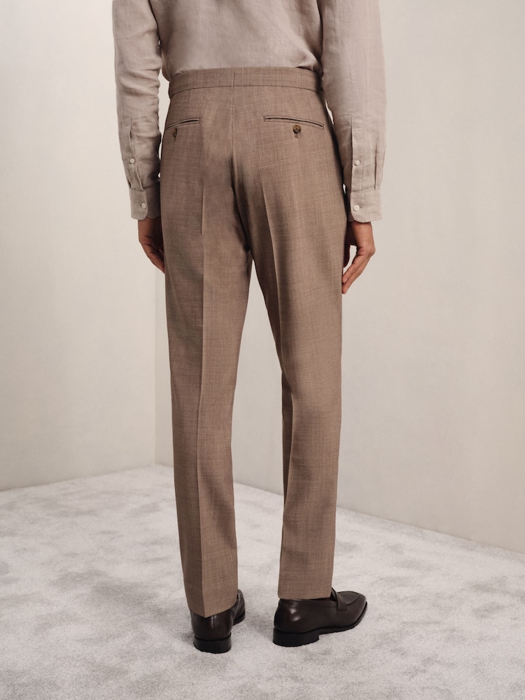 Reiss - Brown Slim-fit Suit Trousers With Wool, 30