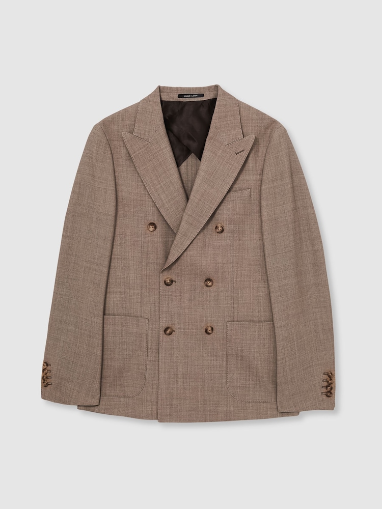 بني - Reiss Belmont Db Double-Breasted Textured Suit Blazer With Wool Slim-Fit - صورة 2 من 10 بني - Reiss Belmont Db Double-Breasted Textured Suit Blazer With Wool Slim-Fit - صورة 2 من 10