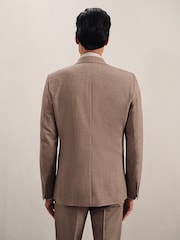 Reiss Brown Belmont Db Double-Breasted Textured Suit Blazer With Wool Slim-Fit - Image 8 of 10