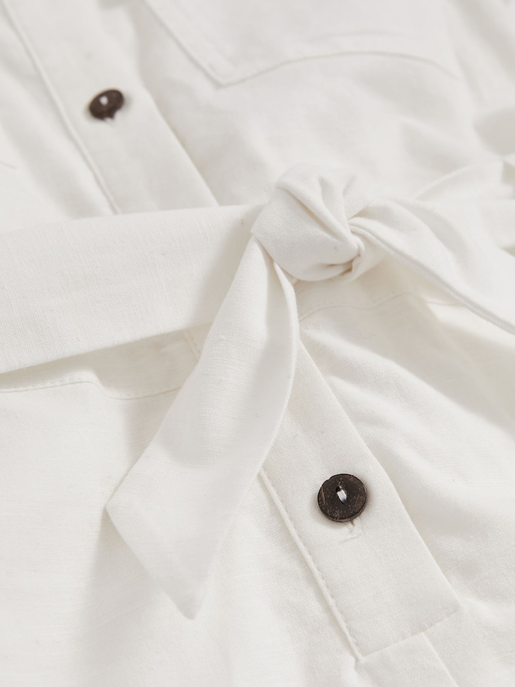 Reiss Ivory Zoe 4-9 yrs Cotton-Linen Belted Playsuit - Image 4 of 4