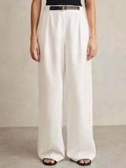 Reiss מכנסי פשתן בגזרה רחבה עם חגורה, דגם Analise - תמונה 3 מתוך 7
