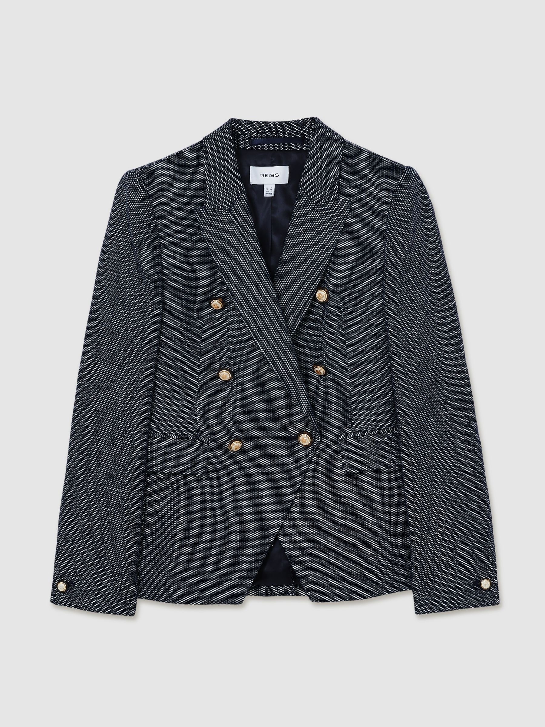 【海外限定】REISSブレザー☆Baker Peak-Lapel Double-Breasted Buy Reiss Navy Baker Petite Linen-Cotton Double-Breasted
