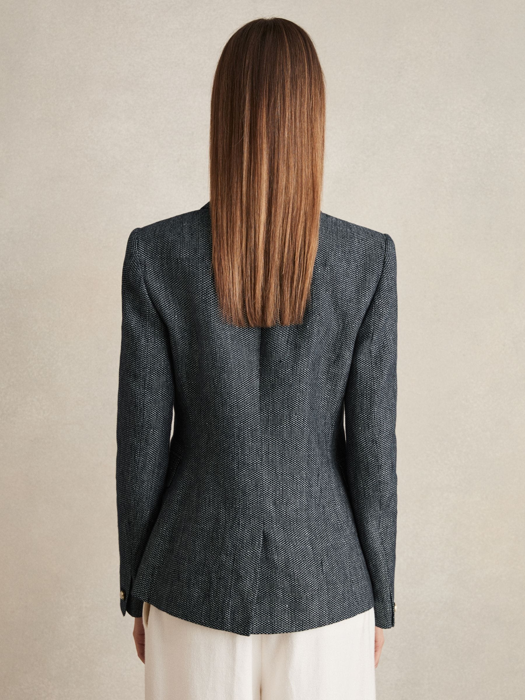 【海外限定】REISSブレザー☆Petite Baker Linen Cotton Double- Buy Reiss Navy Baker Petite Linen-Cotton Double-Breasted