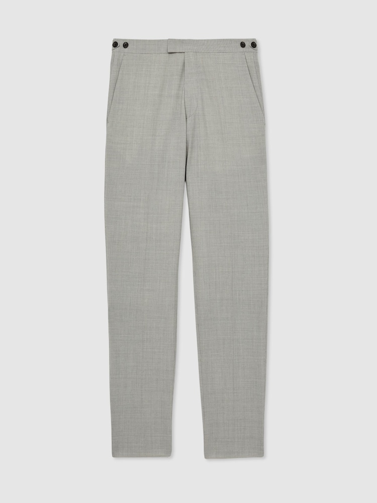 Reiss Grey Slice Puppytooth-Check Suit Trousers Slim-Fit - Image 3 of 9