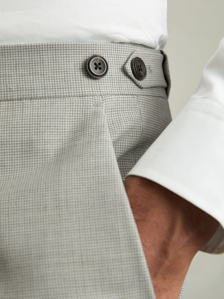 Reiss Grey Slice Puppytooth-Check Suit Trousers Slim-Fit - Image 6 of 9