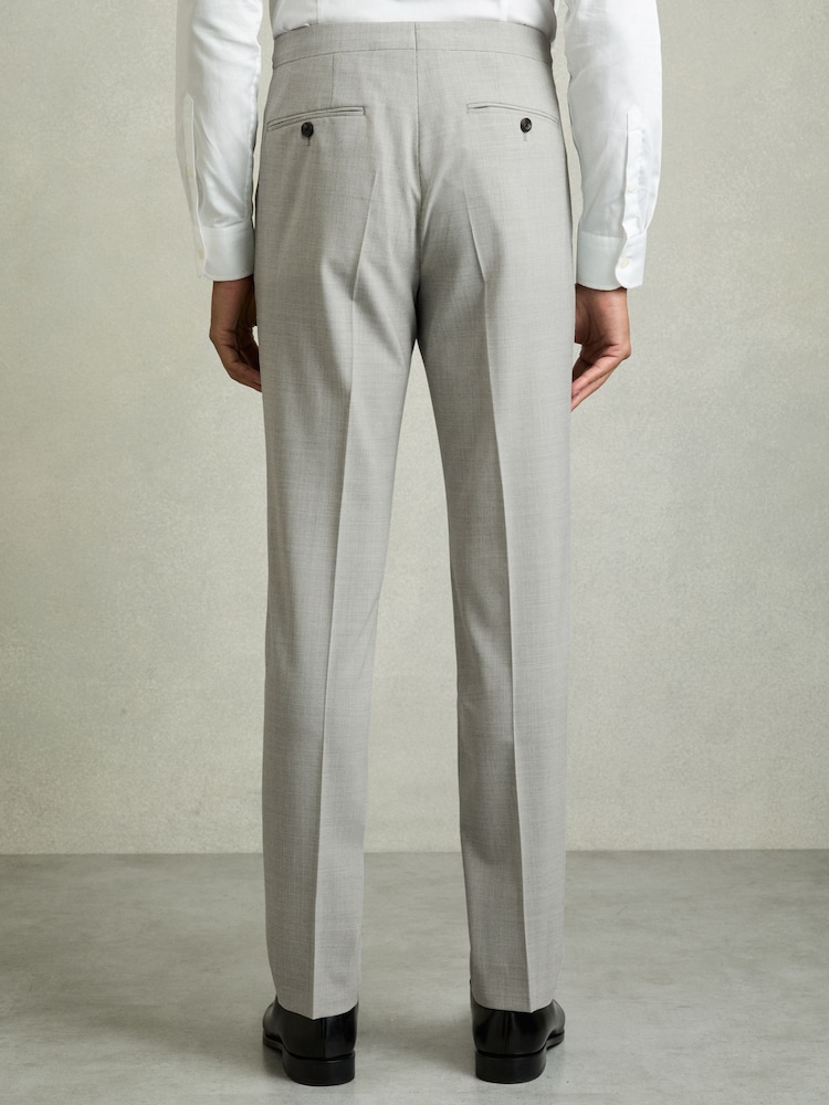 Reiss Grey Slice Puppytooth-Check Suit Trousers Slim-Fit - Image 7 of 9