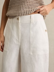 Reiss White Ashby Linen-Cotton Wide-Leg Trousers - Image 4 of 6