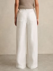 Reiss White Ashby Linen-Cotton Wide-Leg Trousers - Image 5 of 6