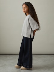 رمادي مموج - تيشِرت واسع قطن بياقة حافة مستديرة Cassy من Reiss - صورة 3 من 4