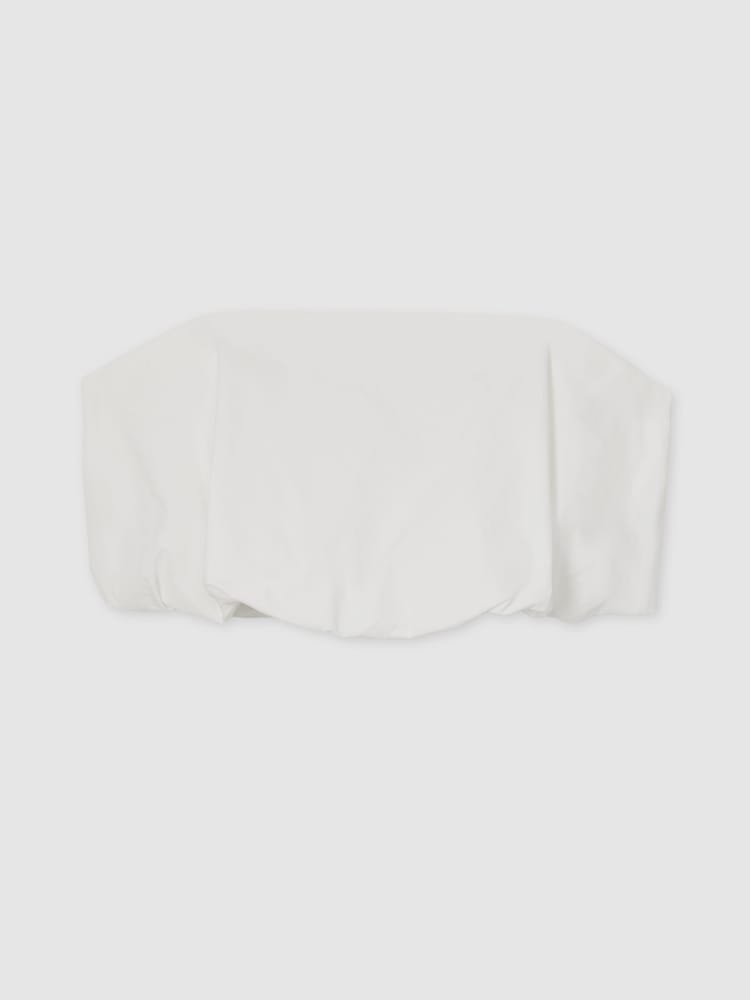 Reiss Ivory Safiyya Cotton-Blend Bandeau Puffball Top - Image 2 of 6 Reiss Ivory Safiyya Cotton-Blend Bandeau Puffball Top - Image 2 of 6
