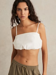 Reiss Ivory Safiyya Cotton-Blend Bandeau Puffball Top - Image 5 of 6