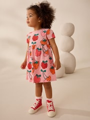 Strawberry Pink Short Sleeve Jersey Summer Dress (3mths-7yrs) - Image 1 of 8
