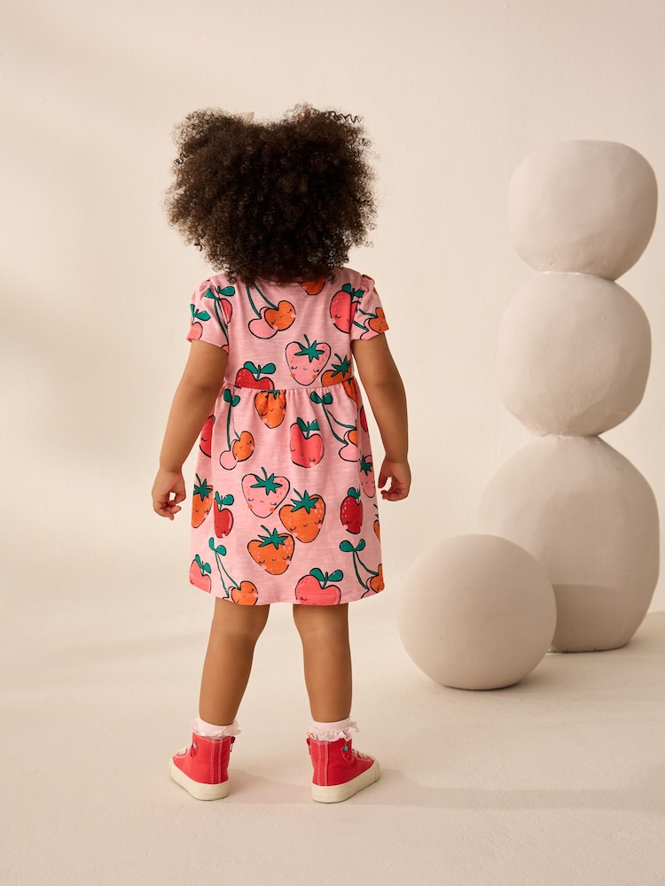 Strawberry Pink Short Sleeve Jersey Summer Dress (3mths-7yrs) - Image 2 of 8