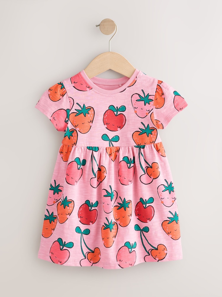 Strawberry Pink Short Sleeve Jersey Summer Dress (3mths-7yrs) - Image 4 of 8
