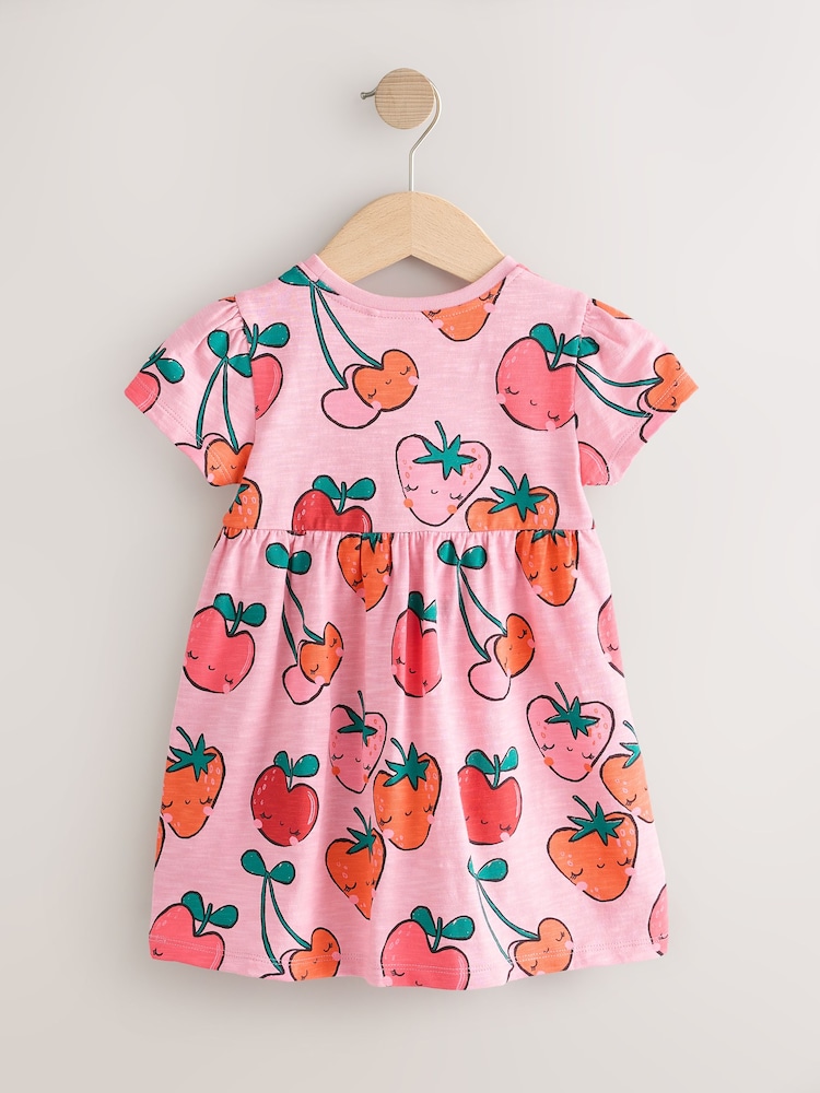 Strawberry Pink Short Sleeve Jersey Summer Dress (3mths-7yrs) - Image 5 of 8