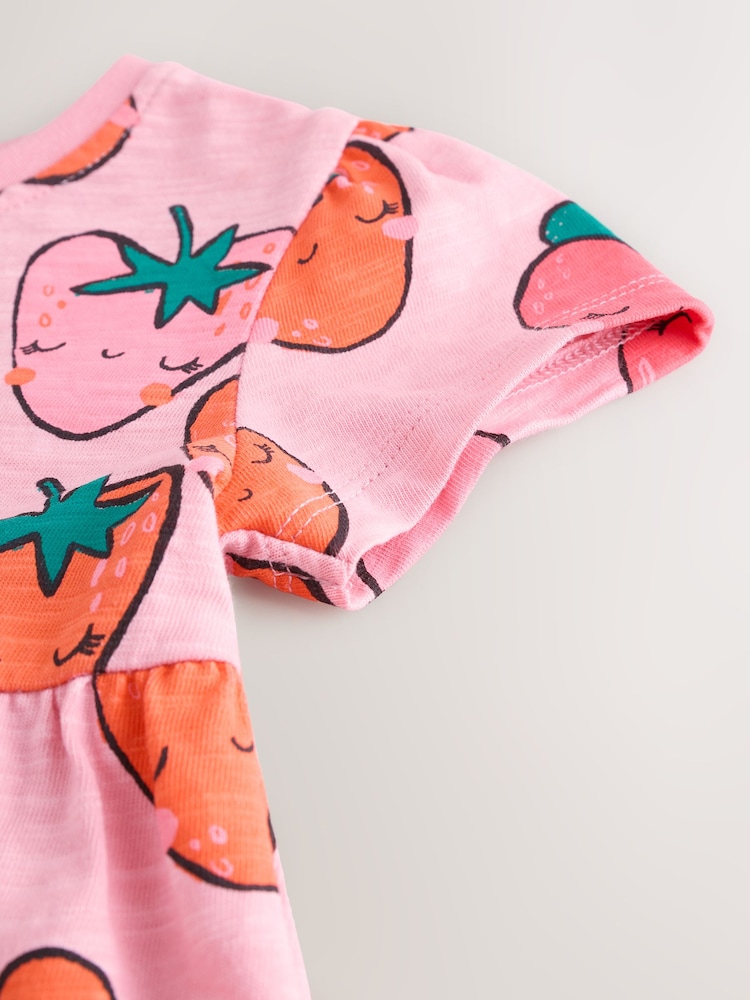 Strawberry Pink Short Sleeve Jersey Summer Dress (3mths-7yrs) - Image 7 of 8