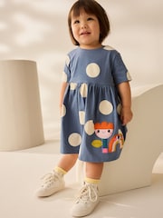 Navy Character Short Sleeve Jersey Summer Dress (3mths-7yrs) - Image 1 of 7