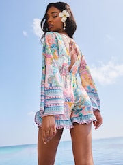 Lipsy Multi Printed Beach Cover-Up Playsuit - Image 4 of 5