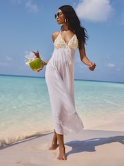 Lipsy White Shell Paisley Print Beach Dress - Image 1 of 5