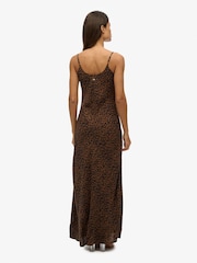 Superdry Leopard Print/Black Sleeveless Maxi Slip Jersey Dress - Image 3 of 7