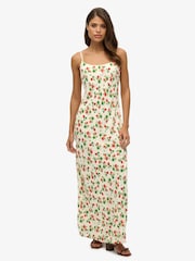 Superdry Cream Sleeveless Maxi Slip Jersey Dress - Image 1 of 7