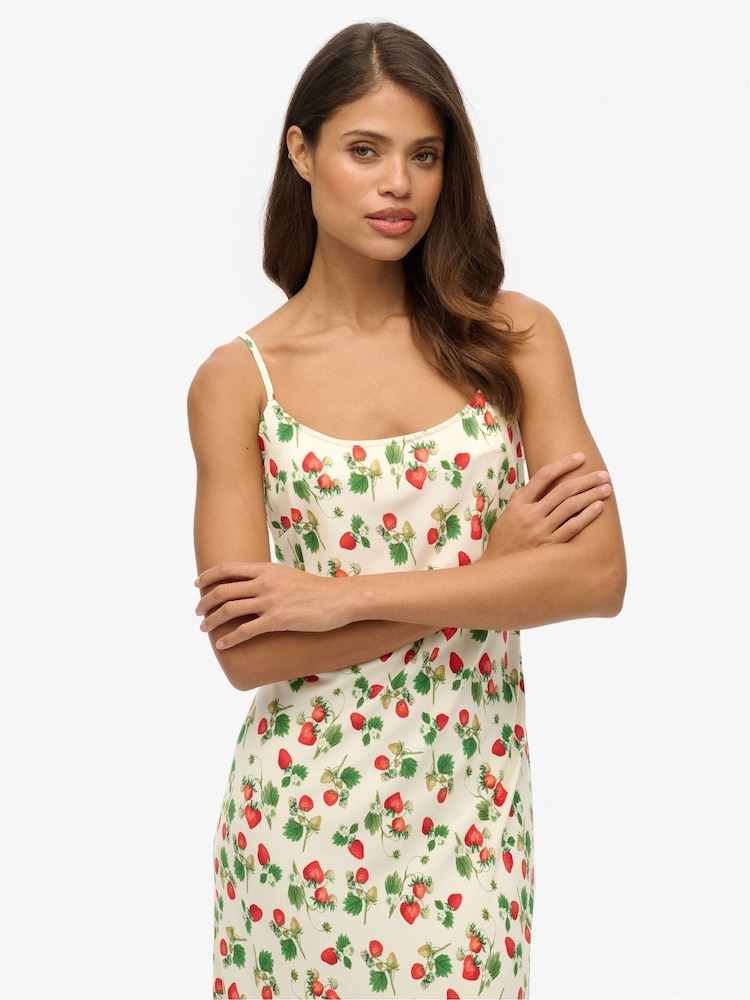 Buy Superdry Cream Fruit Print Sleeveless Maxi Slip Jersey Dress from Next  USA