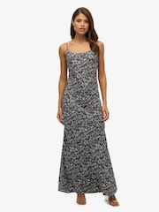 Superdry Leopard Sleeveless Maxi Slip Jersey Dress - Image 1 of 7