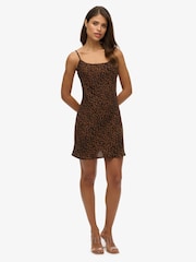 Superdry Leopard Mini Sleeveless Slip Jersey Dress - Image 2 of 7
