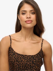 Superdry Leopard Mini Sleeveless Slip Jersey Dress - Image 5 of 7