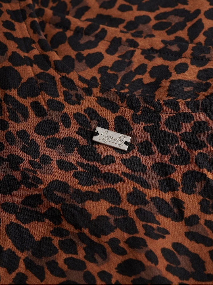 Superdry Leopard Mini Sleeveless Slip Jersey Dress - Image 7 of 7