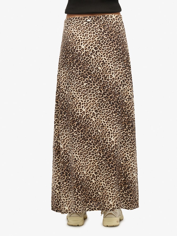 Superdry Leopard Column Maxi Skirt - Image 2 of 6