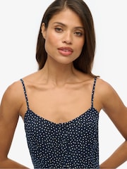 Superdry Navy Polka Dot Print Button Cami Midi Dress - Image 4 of 6