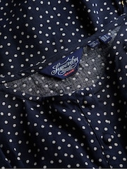 Superdry Navy Polka Dot Print Button Cami Midi Dress - Image 6 of 6